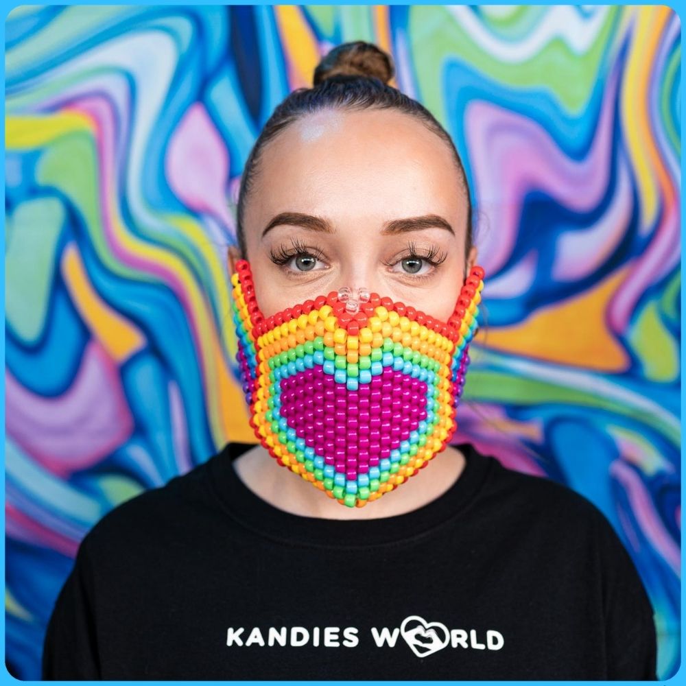 Rainbow Love Full Face Kandi Mask - Kandies World