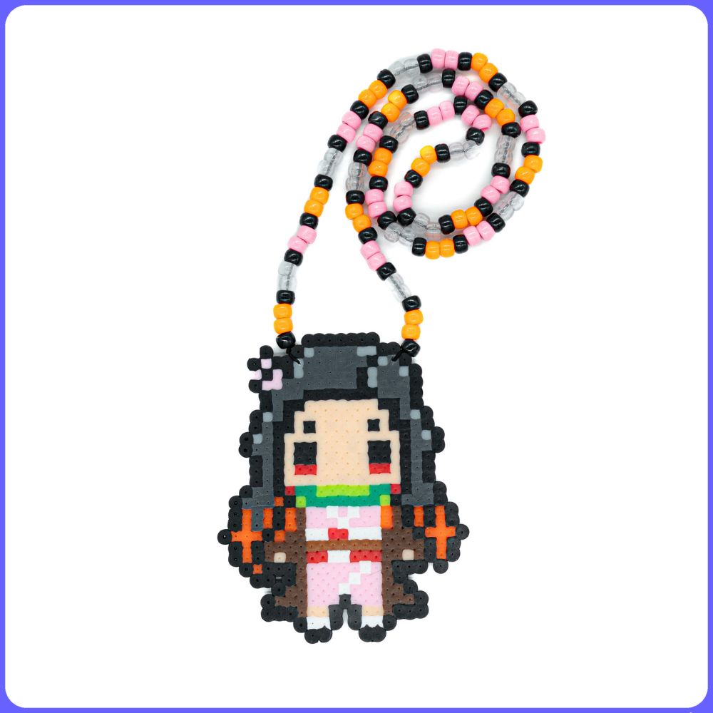 Demon Slayer Demon Girl Custom Rave Perler Necklace