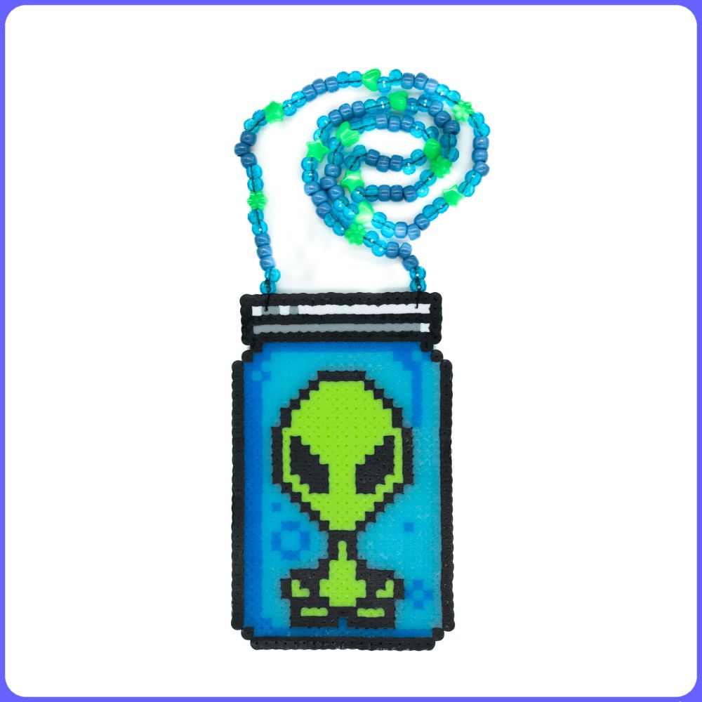 Alien In Jar Custom Rave Perler Necklace