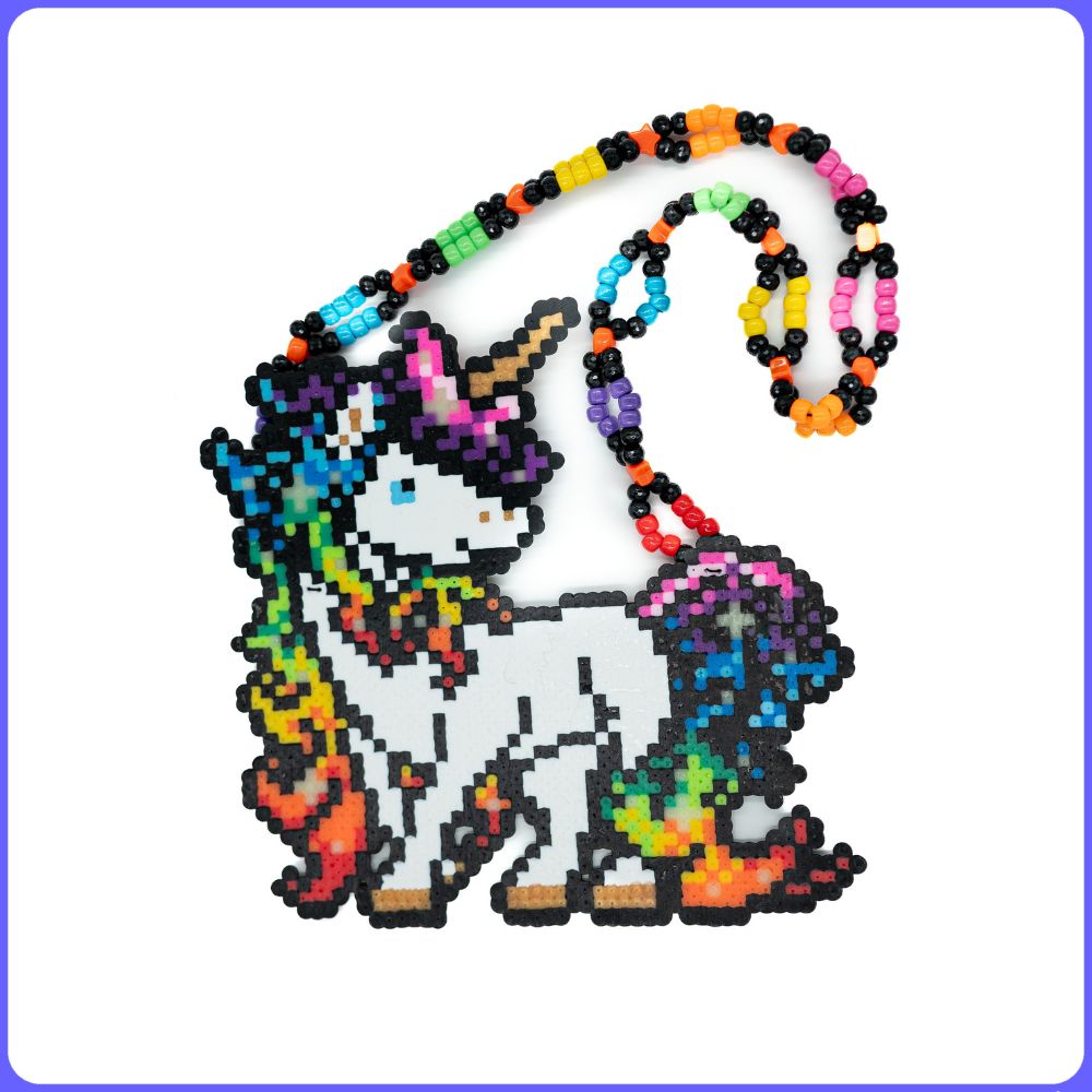 Full Body Unicorn Custom Rave Perler Necklace