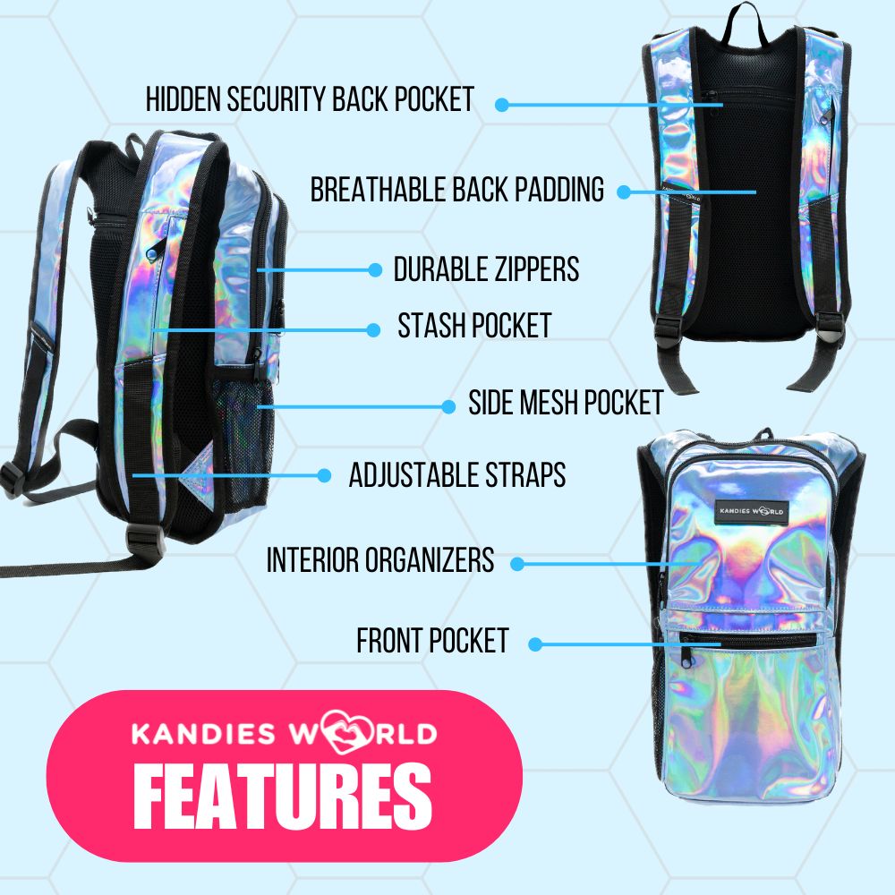 Blue Holographic Hydration Pack