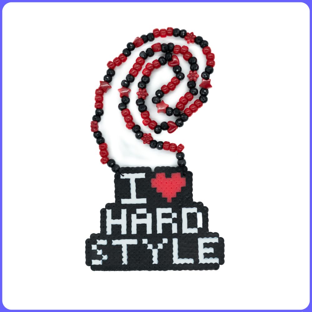 I Love Hardstyle Custom Rave Perler Necklace