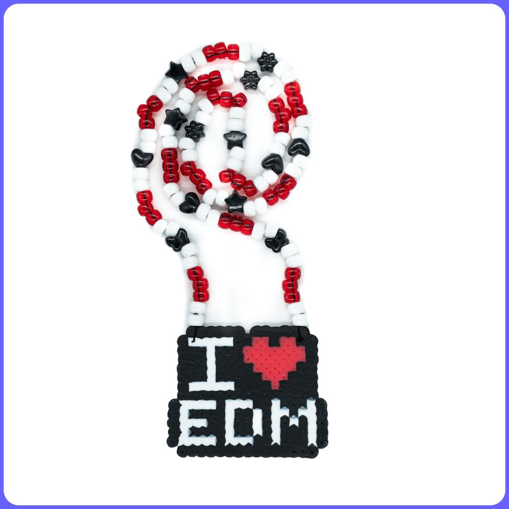 I Love EDM Custom Rave Perler Necklace