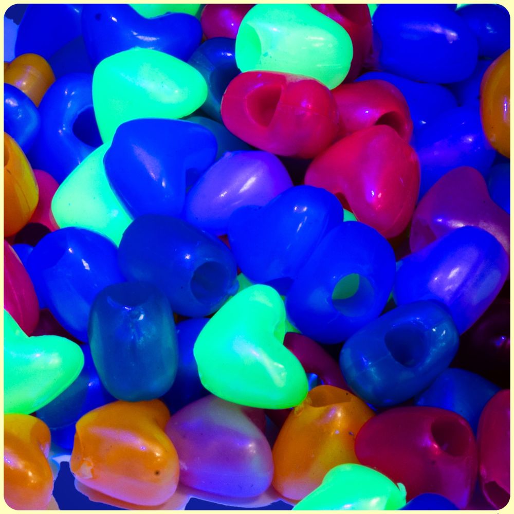 UV Fluorescent Heart Beads | 150-450/Beads