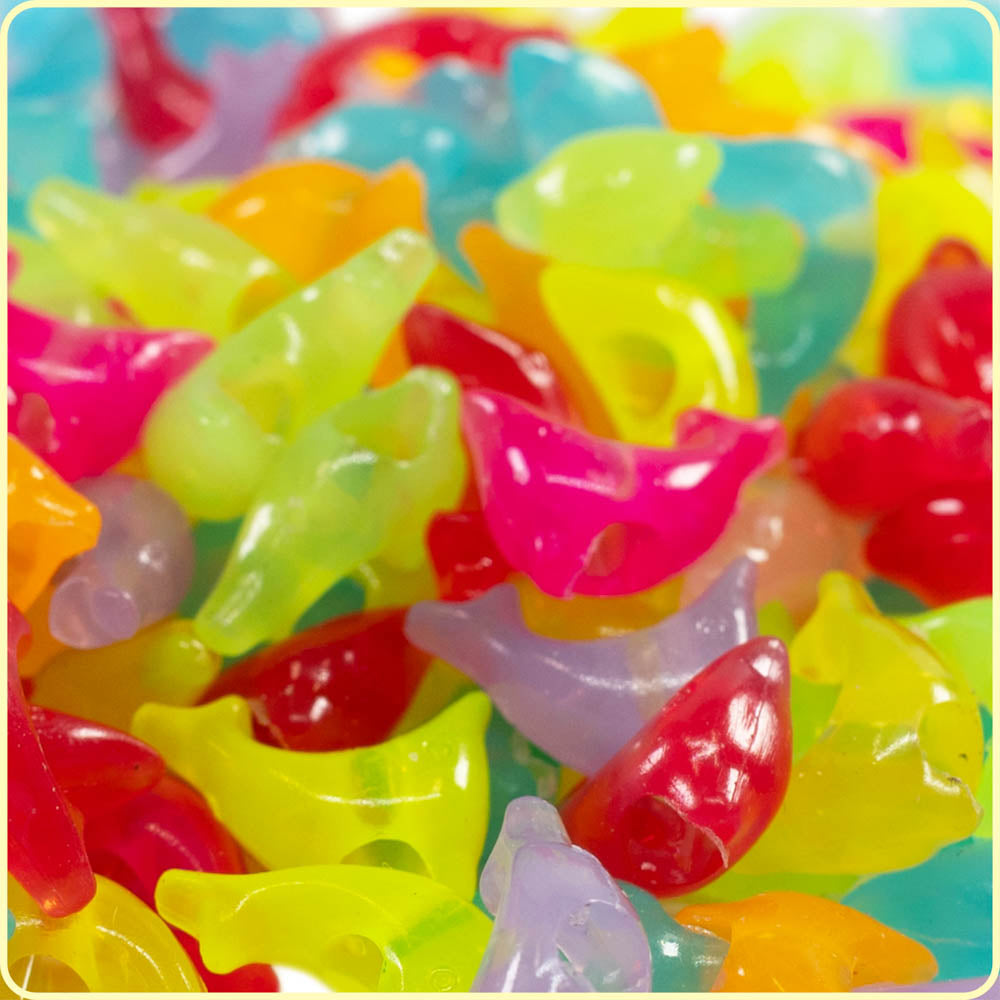 Neon Fluorescent UV Dolphin Beads - 75/Pack