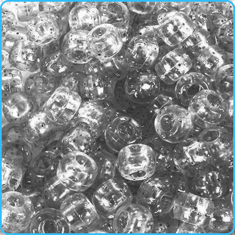 Clear Glitter Pony Beads -   9mm - 300/Pack