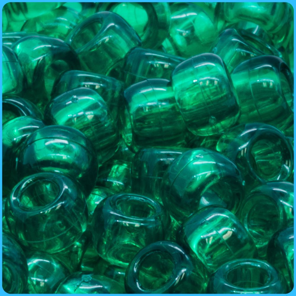 Emerald Green Translucent Pony Beads - 9mm - 300/Pack