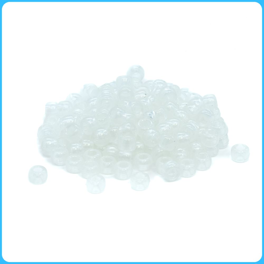 White Glow-In-The-Dark Pony Beads - 9mm - 300/Pack