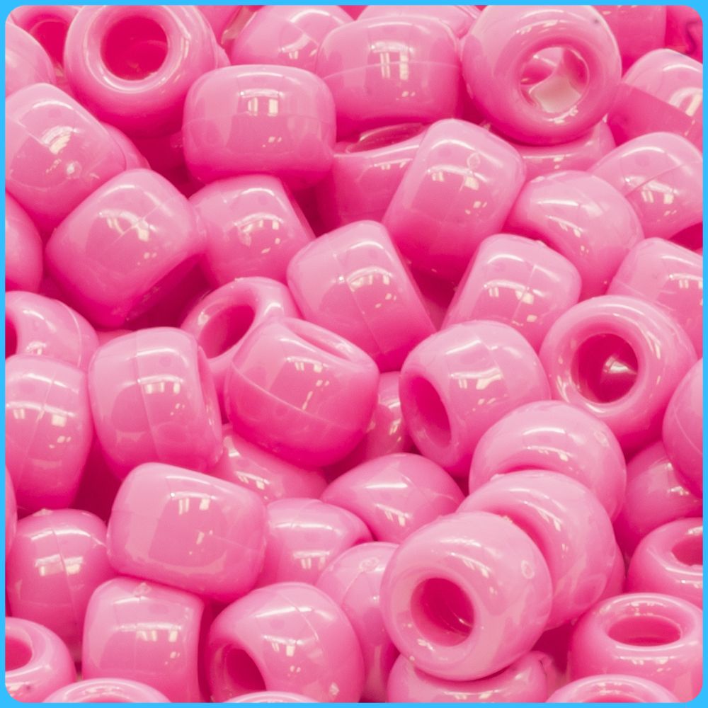 Hot Pink Pony Beads - 9mm - 300/Pack