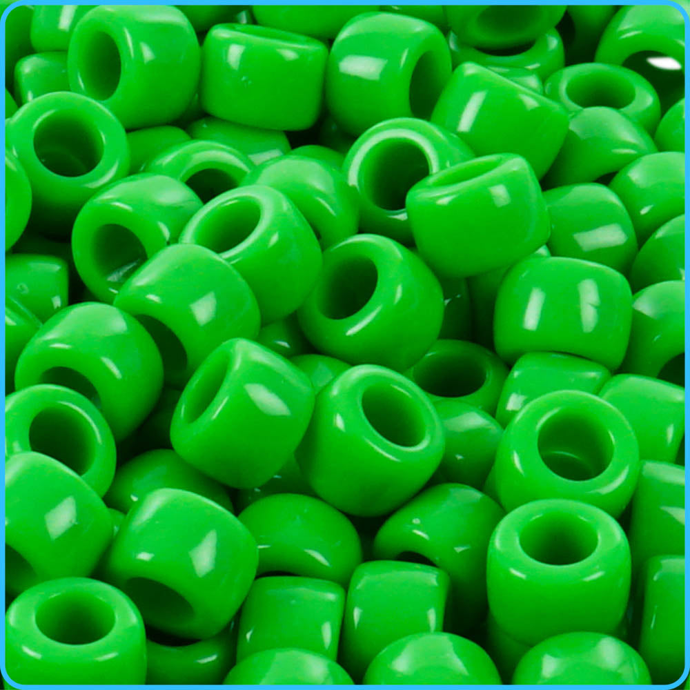 Green Opaque Pony Beads - 9mm - 300/Pack