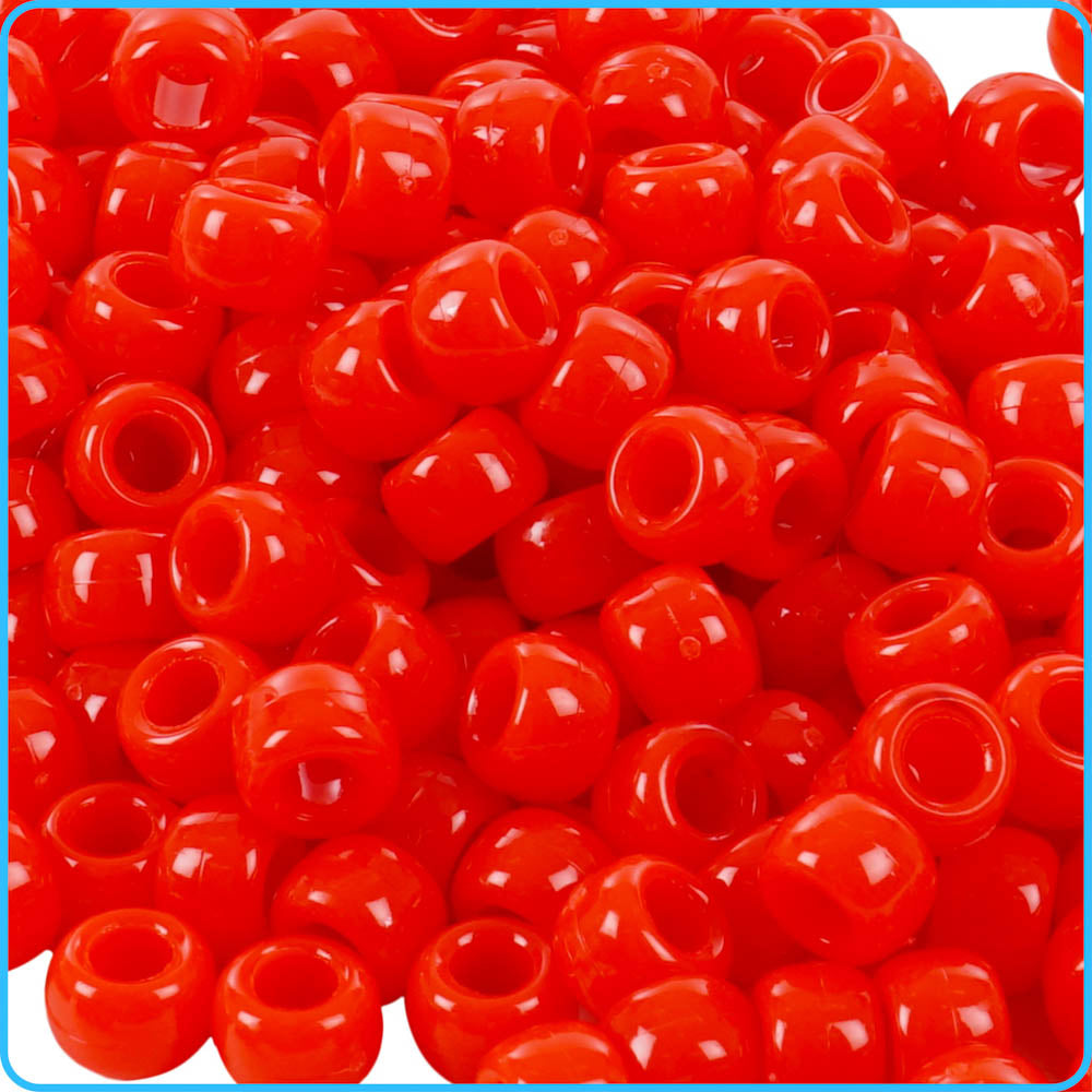 Red Opaque Pony Beads - 9mm - 300/Pack