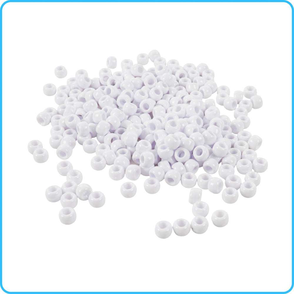 White Opaque Pony Beads - 9mm - 300/Pack