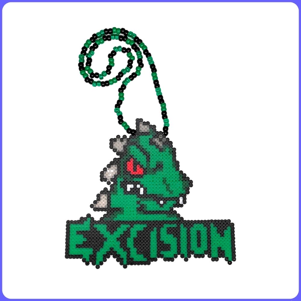 X Dinosaur Custom Rave Perler Necklace