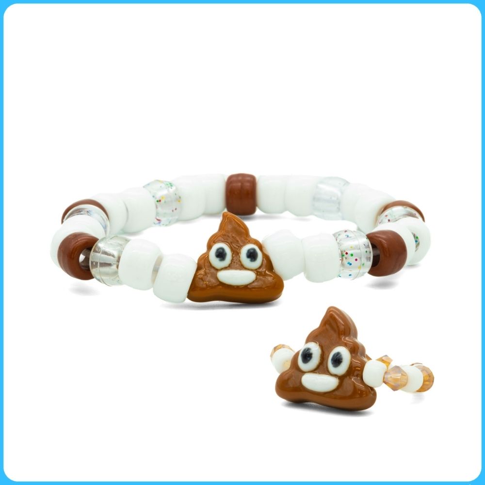 Poop Emoji Ring & Kandi Bracelet - 2/Pack