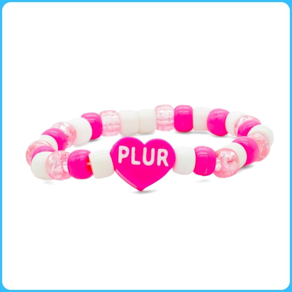 Pink PLUR Heart Ring & Kandi Bracelet - 2/Pack