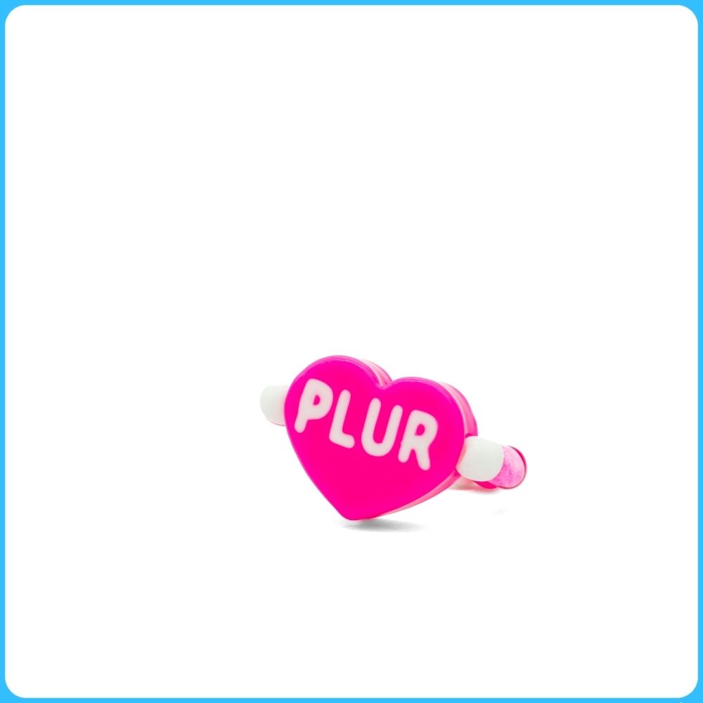 Pink PLUR Heart Ring & Kandi Bracelet - 2/Pack