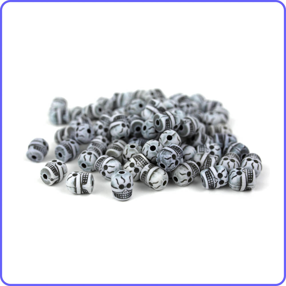 Black & White Skull Beads - 50/Pack