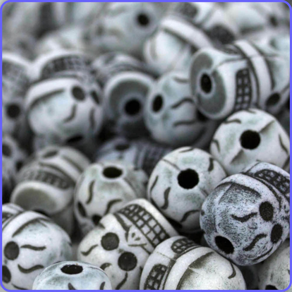 Black & White Skull Beads - 50/Pack