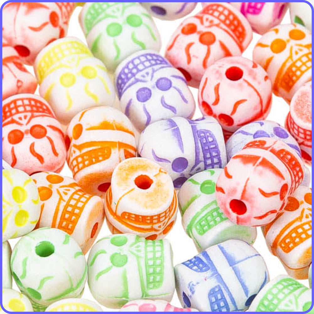 Pastel Skull Beads - 50/Pack