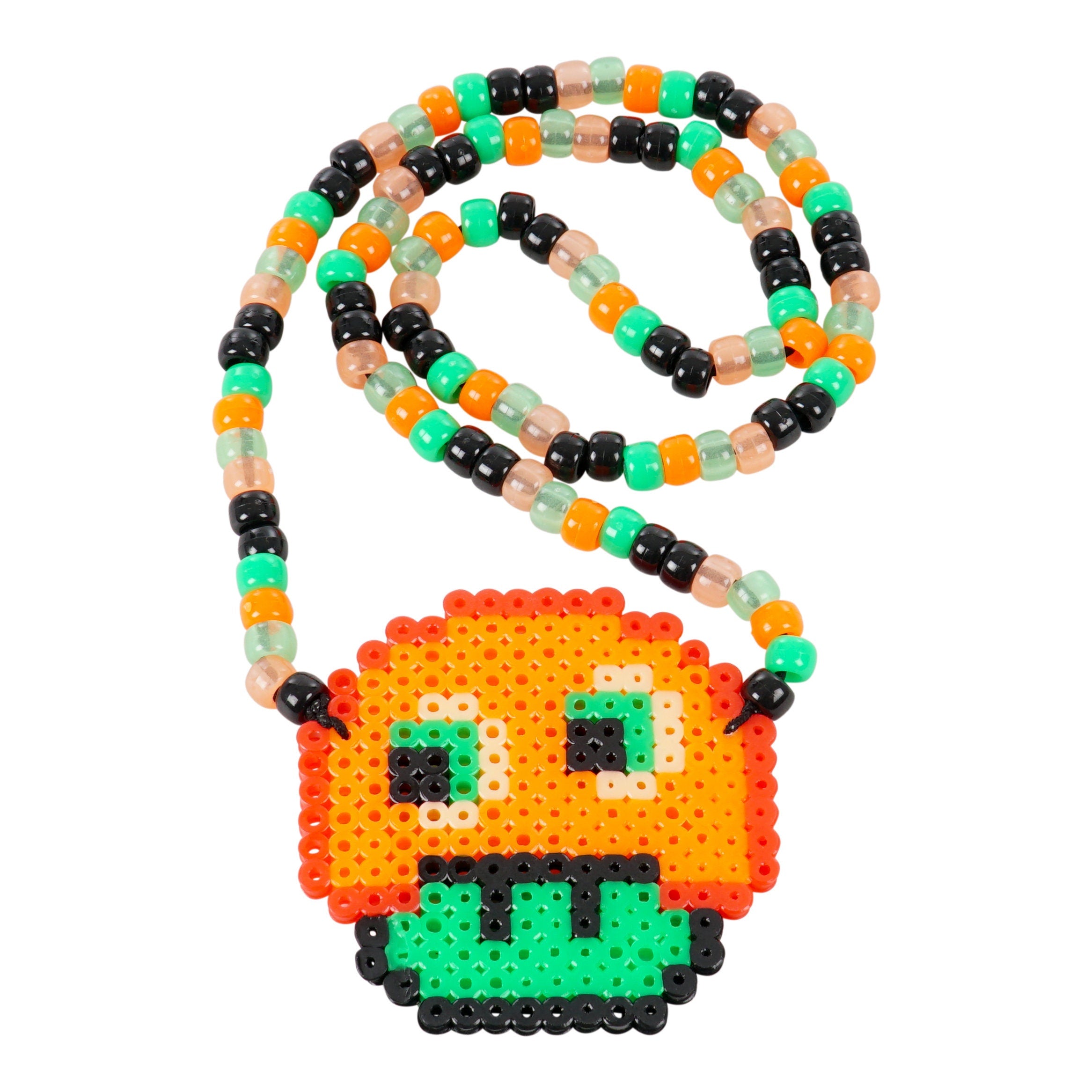 Super Mario Pac Man 1UP Custom Perler Necklace