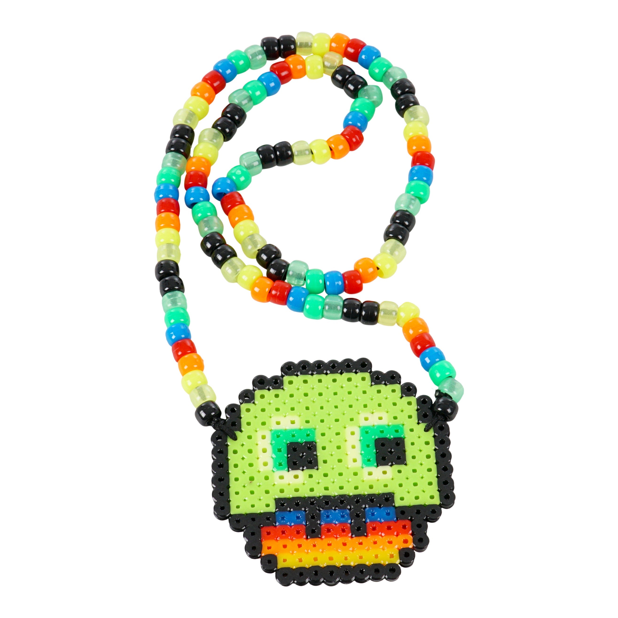 Super Mario Pac Man 1UP Custom Perler Necklace