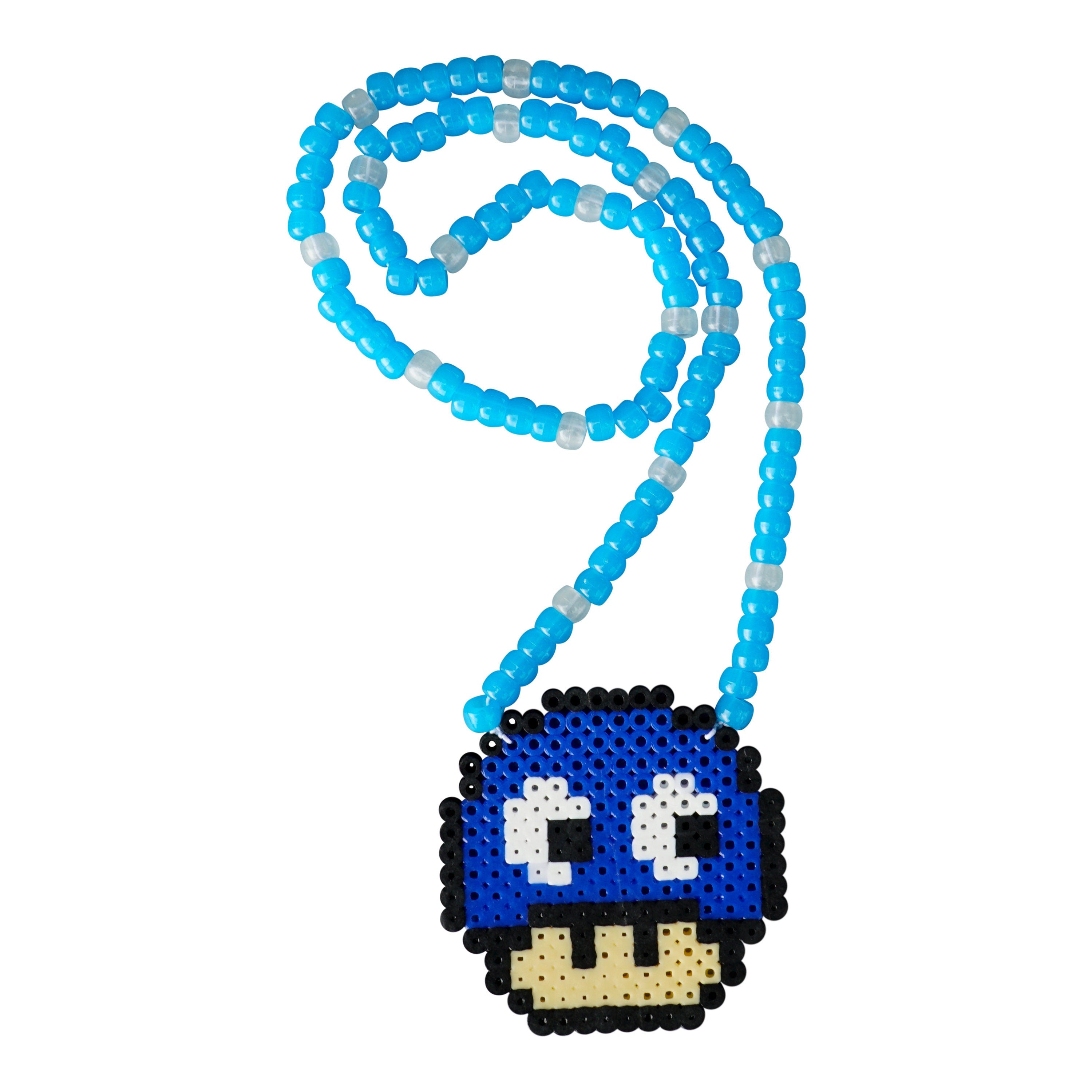 Super Mario Pac Man 1UP Custom Perler Necklace