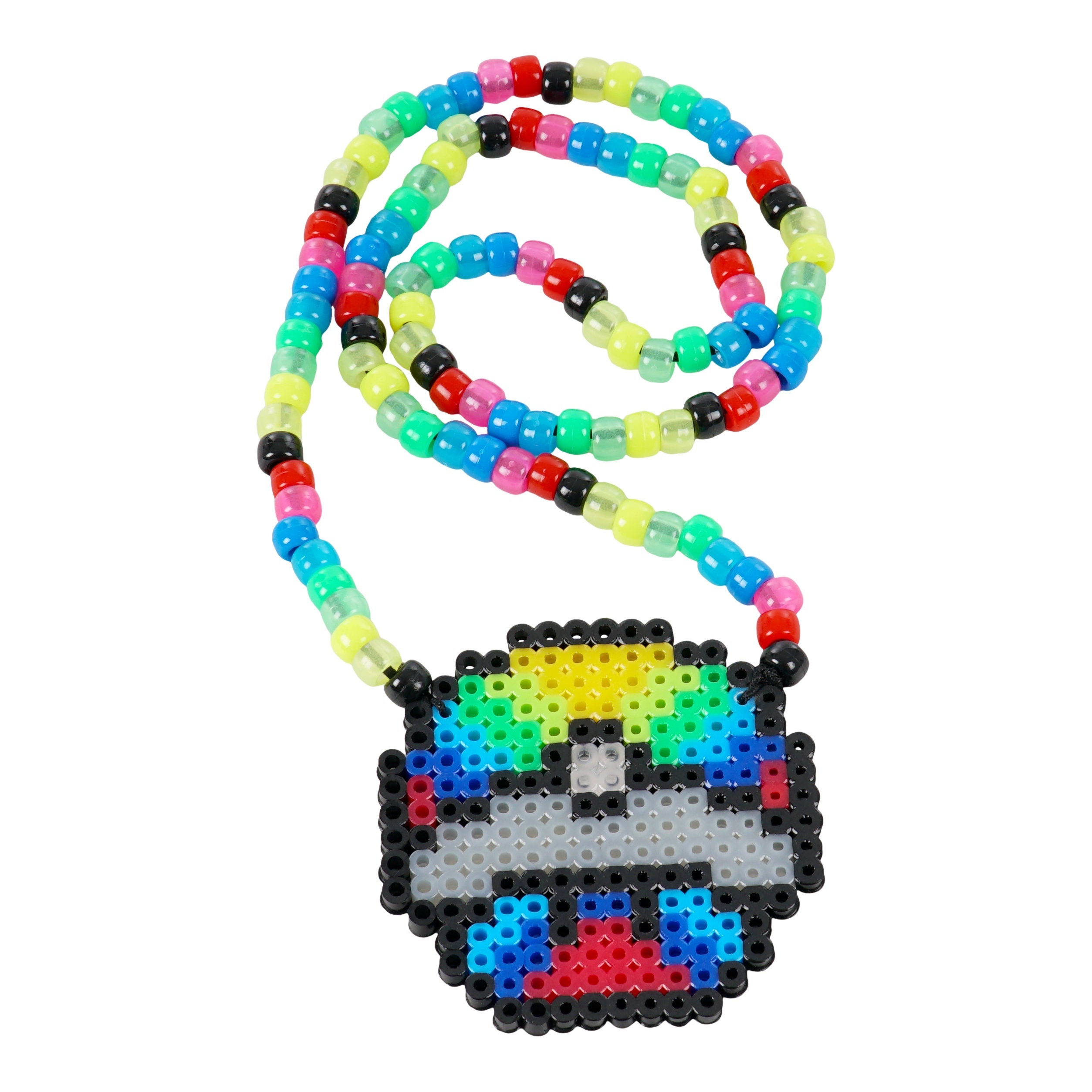 Super Mario Pokéball 1UP Custom Perler Necklace