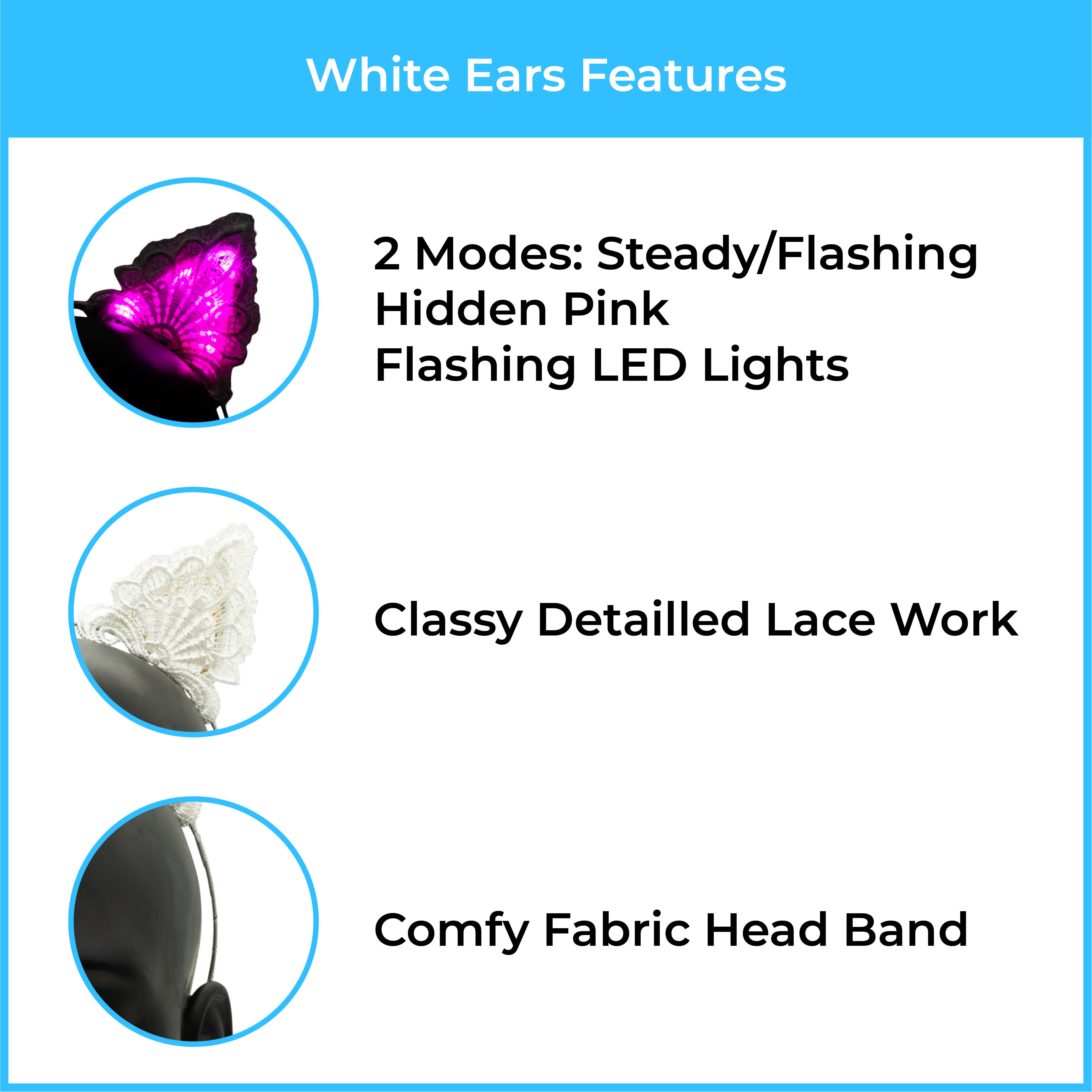 White Lace Cat LED Ears